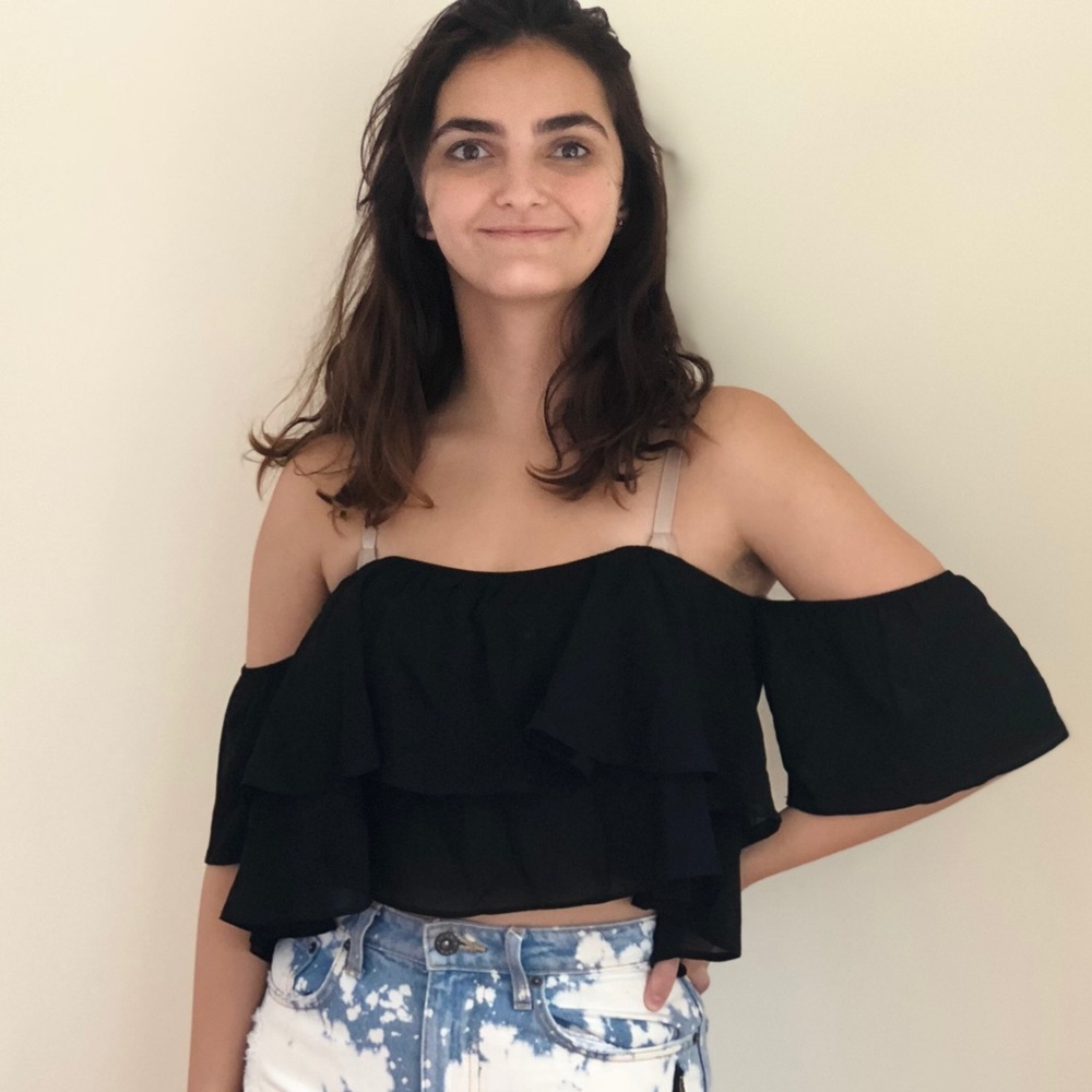 LF Brand Black off the shoulder crop top